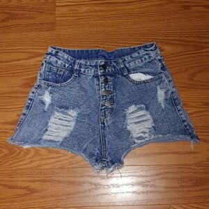 Shein button fly Distressed jean shorts Sz M NWOT